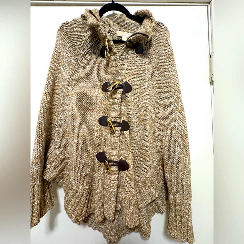 Michael Kors Tan Knit Sweater with Toggle Closures